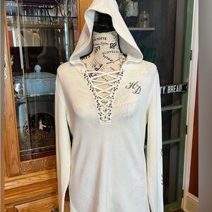 Harley-Davidson Ivory Lace-Up Hoodie